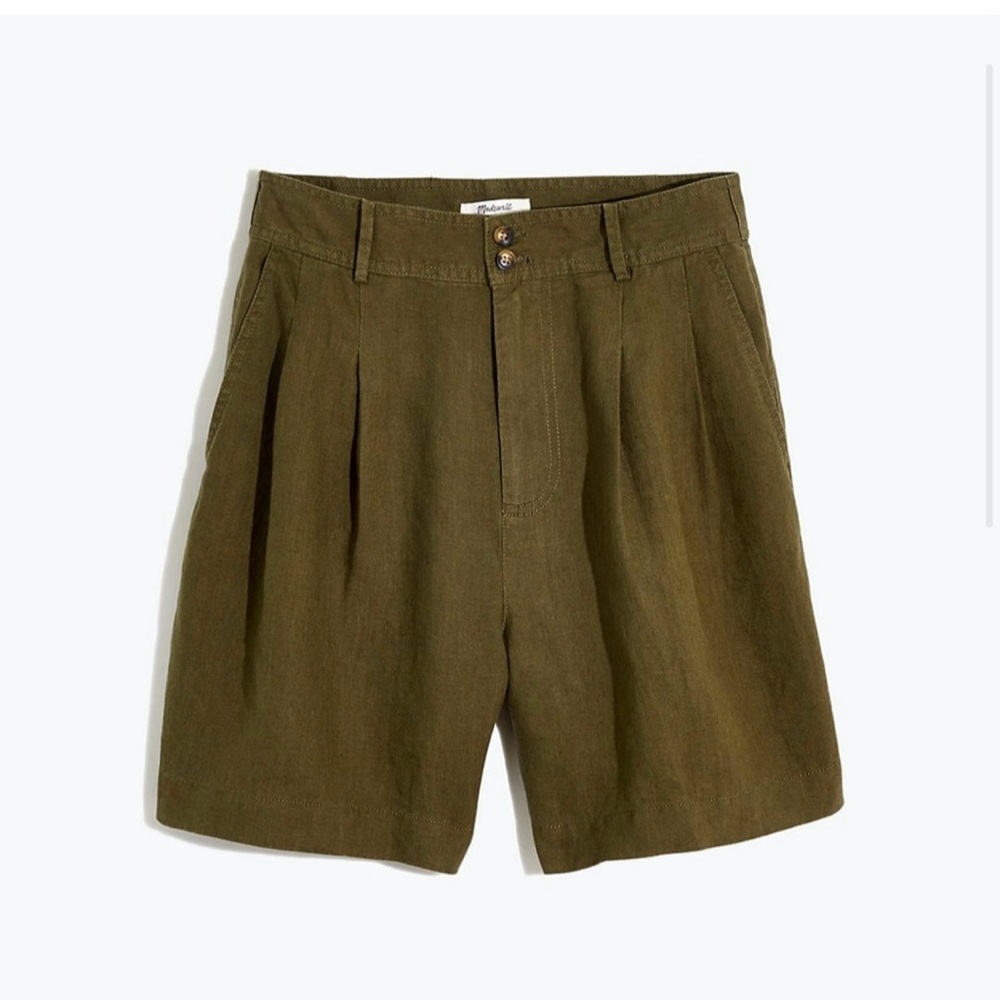 New Madewell Linen Long Pleated Shorts